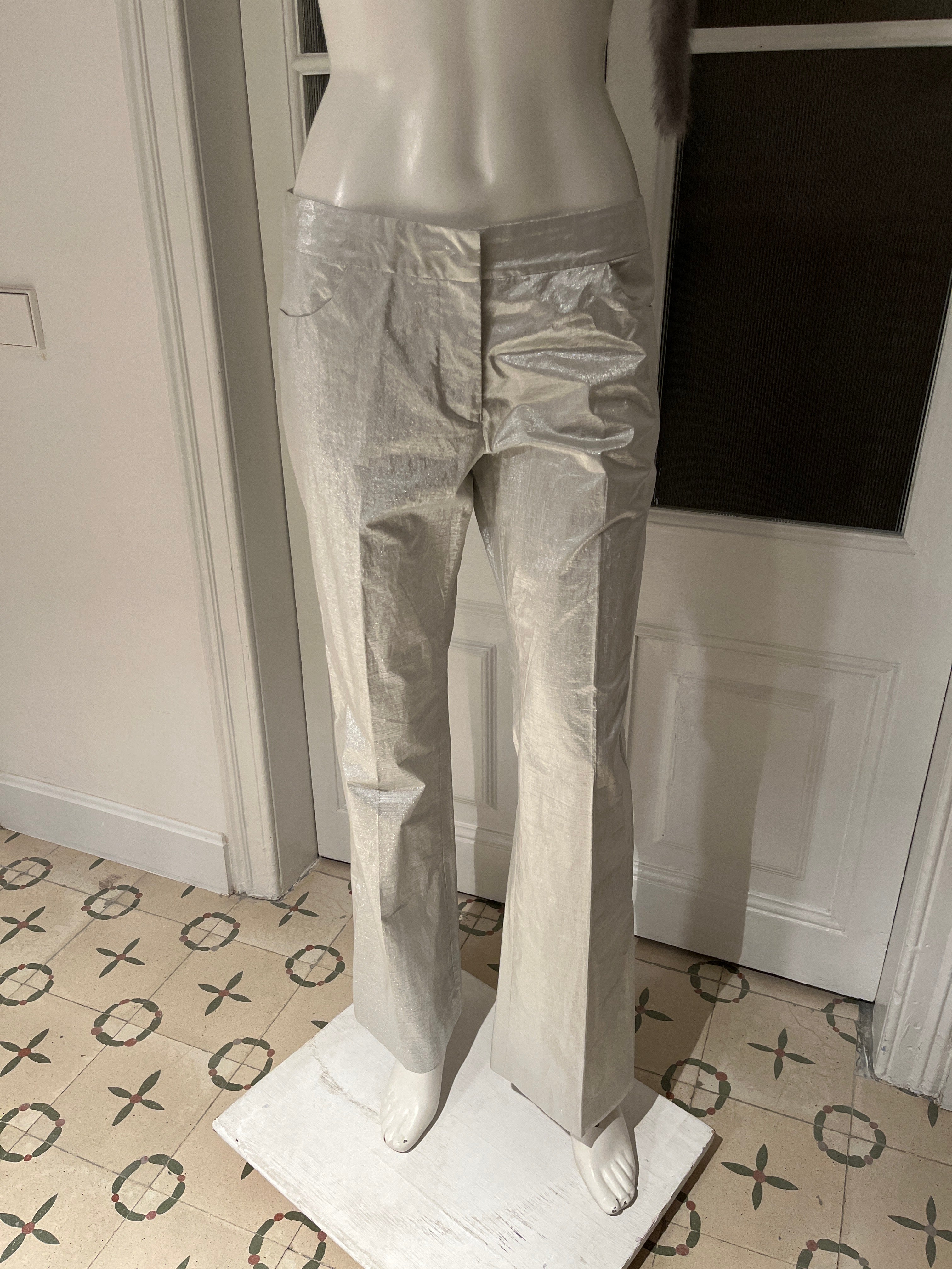 Alexander Mcqueen Silver Foil Trousers