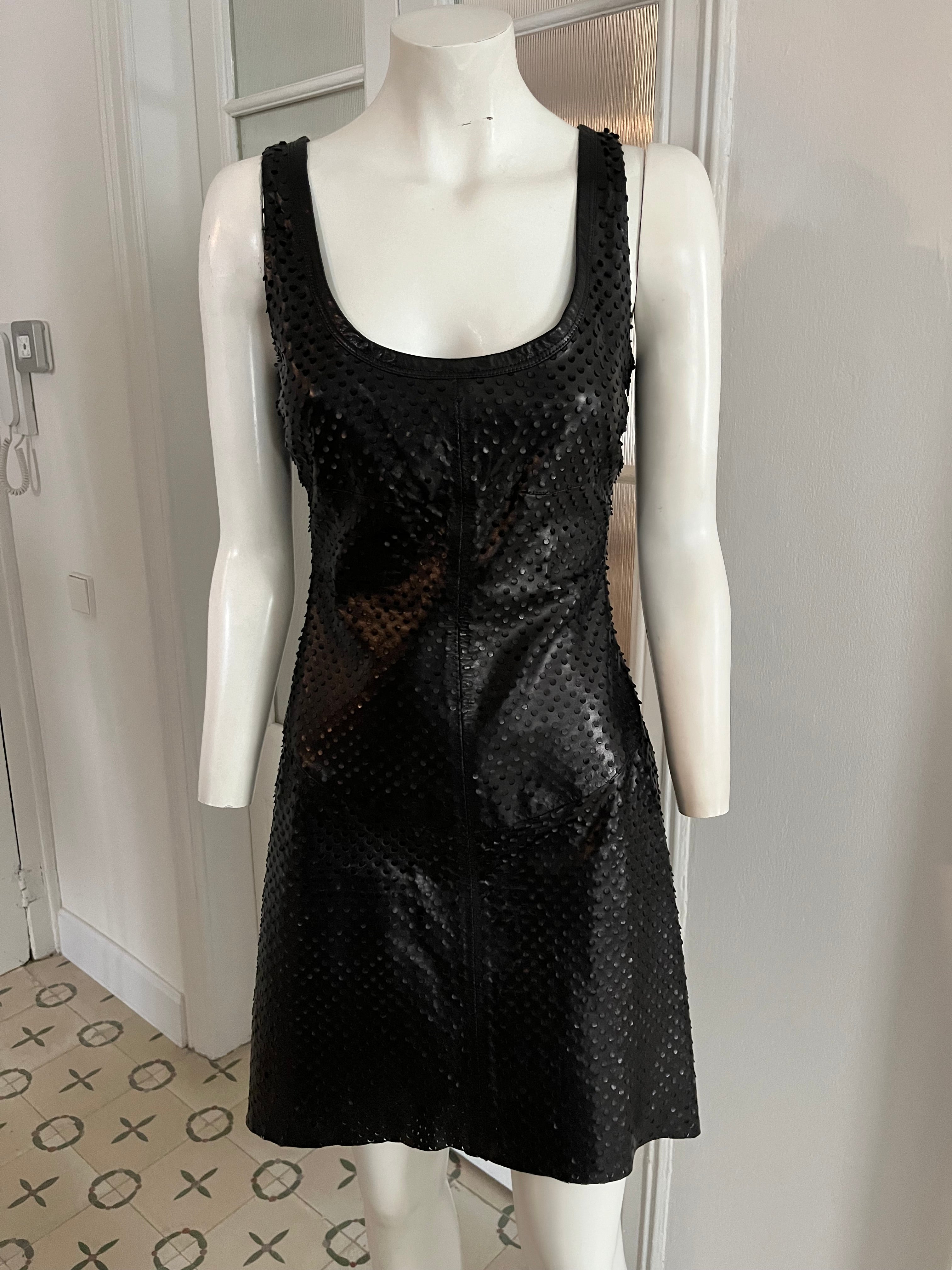 Helmut Lang Spring 2001 perforated leather dress Algo Bazaar Helmut Lang Spring 2001 perforated leather dress Algo Bazaar