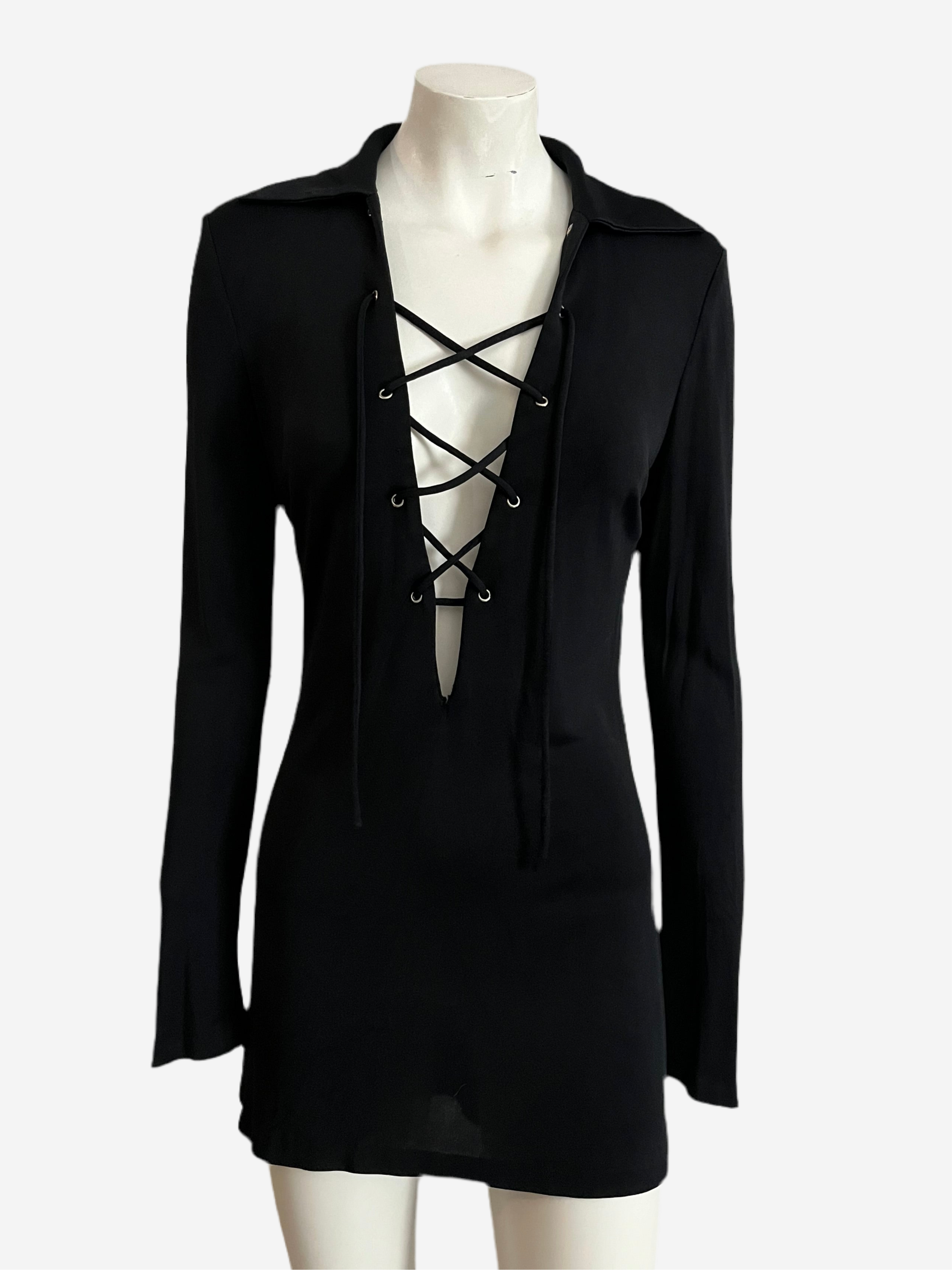 Gucci Spring 1996 deep V lace-up tunic Algo Bazaar Gucci Spring 1996 deep V lace-up tunic Algo Bazaar