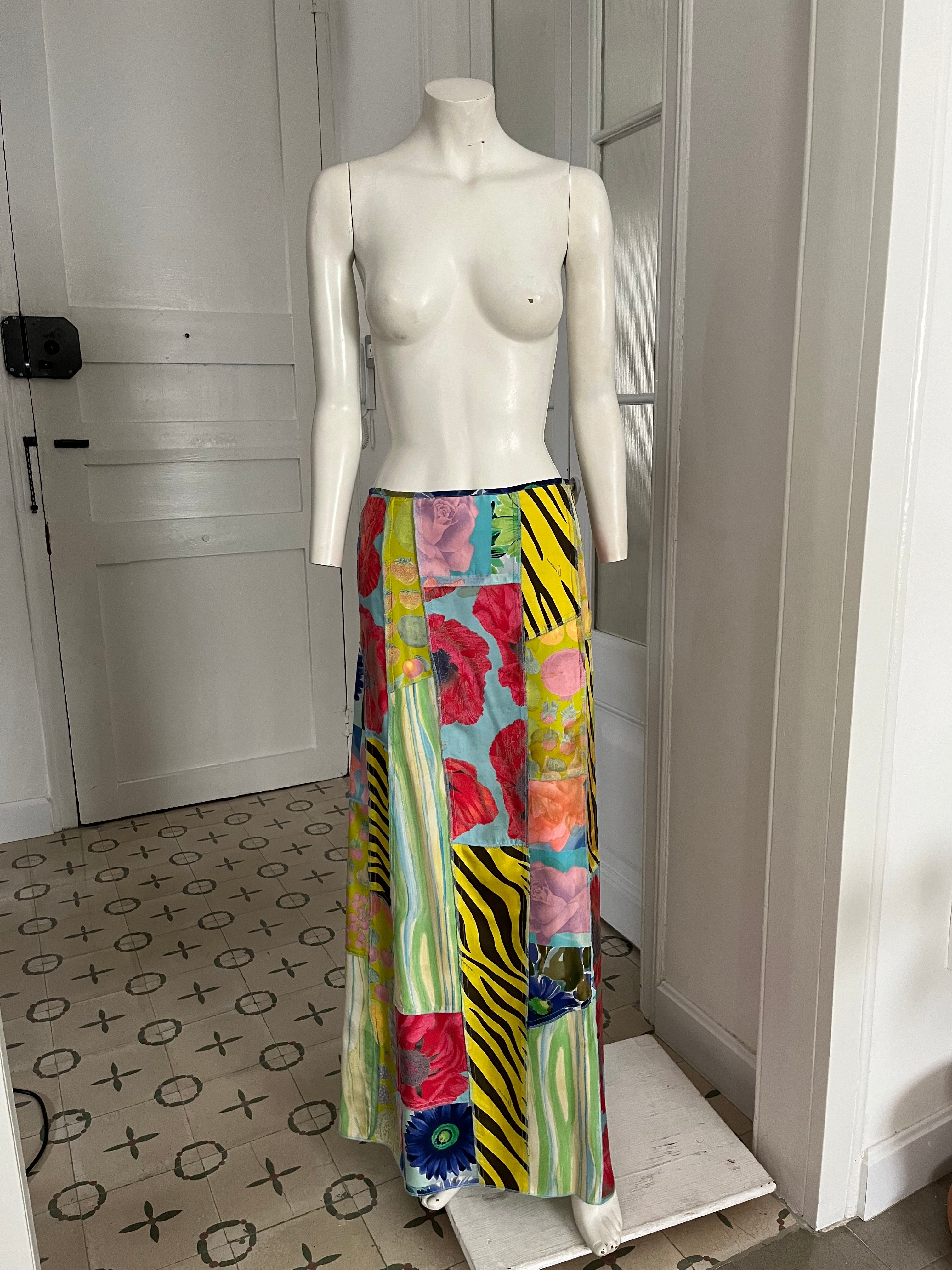 Gucci Spring 1996 silk patchwork maxi skirt