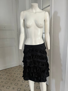 Jean Colonna Ruffled Satin Skirt