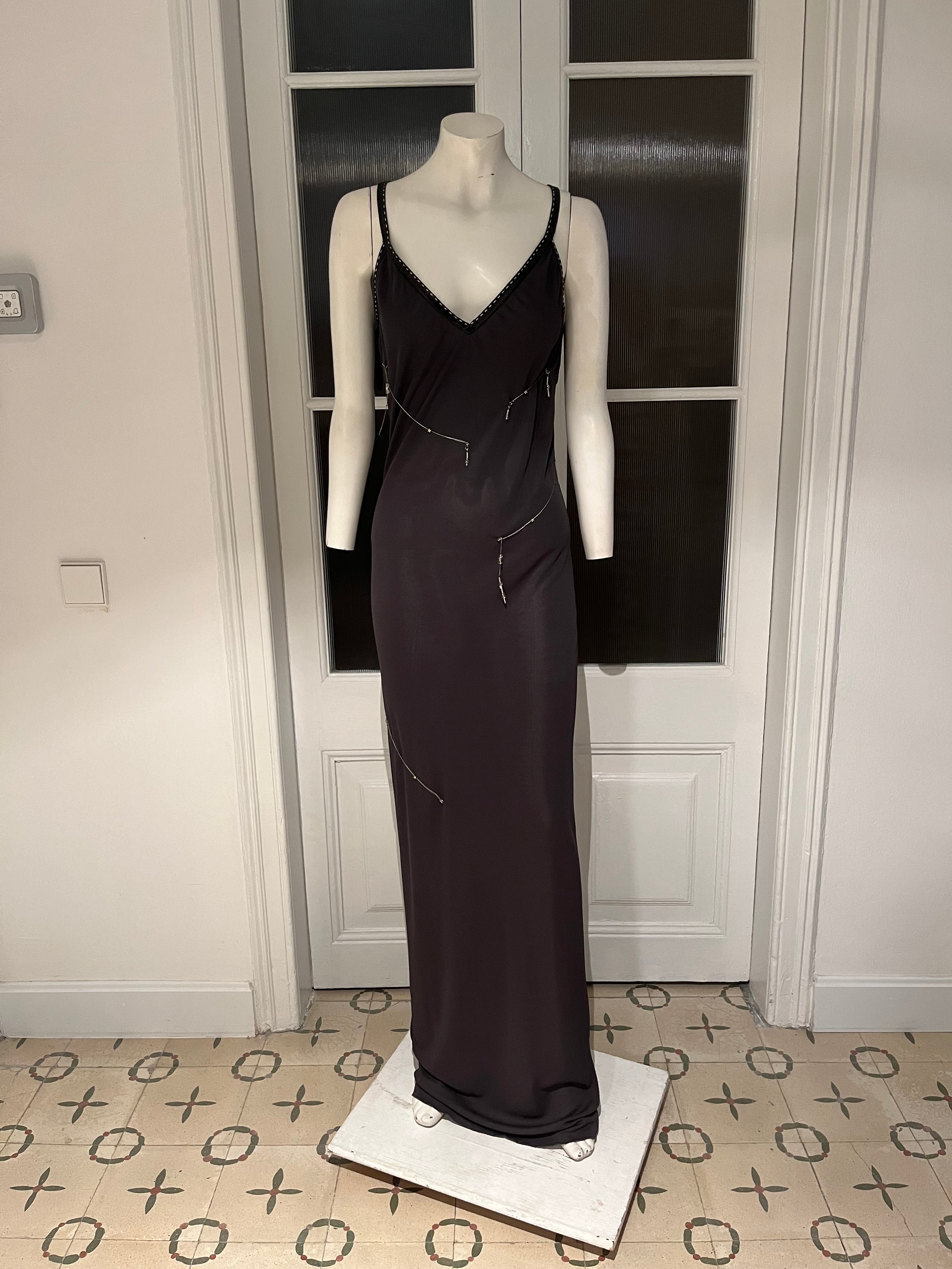 fendi evening dresses Fendi Beige Long Dress with Black Waistband For Sale at 1stDibs